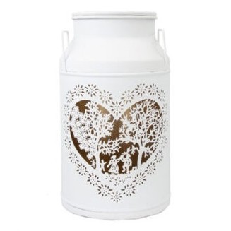 Milchkanne Laterne «Les Amoureux» in weiss