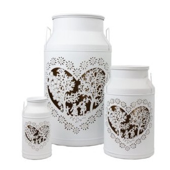 Milchkanne Laterne «Les Amoureux» in weiss